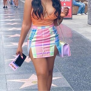 Colorful Plaid Mini Skirt